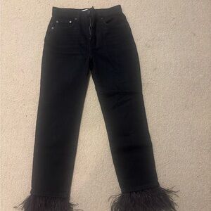 Zara Black Flare Jeans with Feather Hem